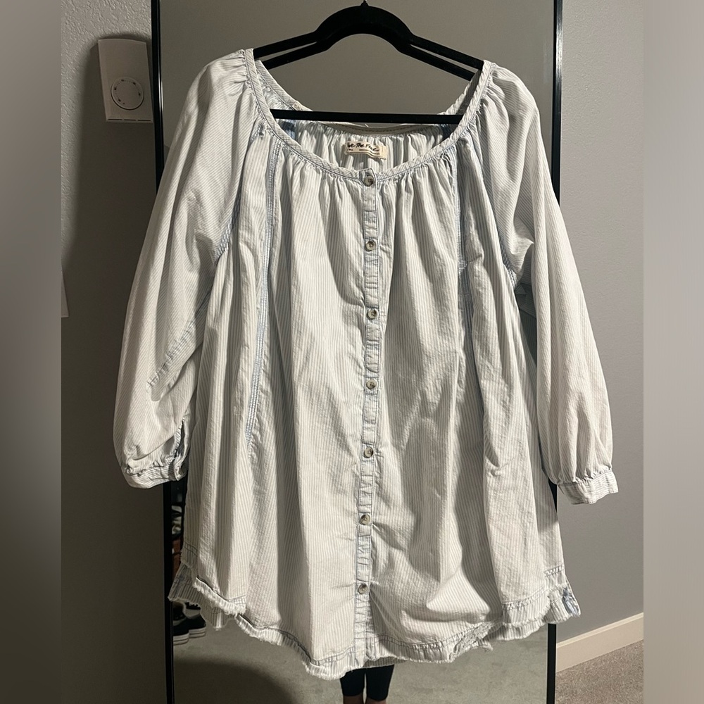 Free People Dress - Size Small. blue and white striped linen